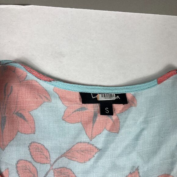 Lobo Rosa Tiered Midi Dress Floral Short Sleeve Button Front Relaxed Fit SMALL - Picture 6 of 13